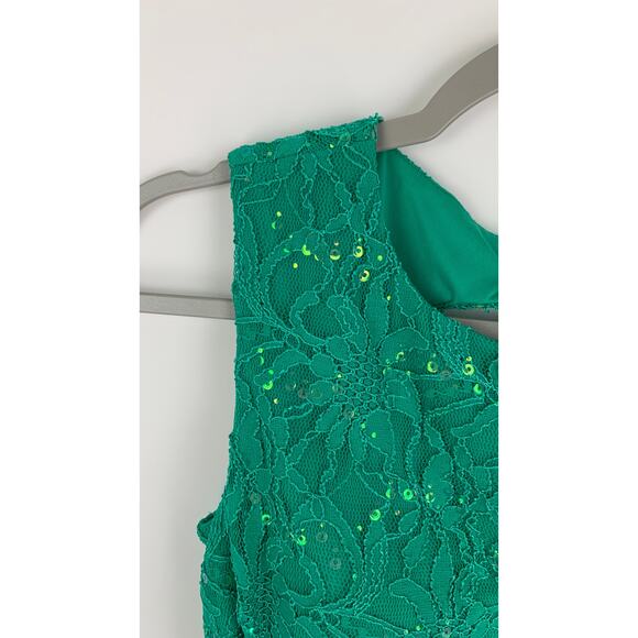 Hailey Logan Adrianna Papell Sequin Mermaid Formal Maxi Dress Womens 3/4 Green - Picture 9 of 11